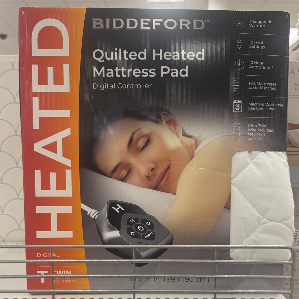Quilted Heated Mattress Pad - White